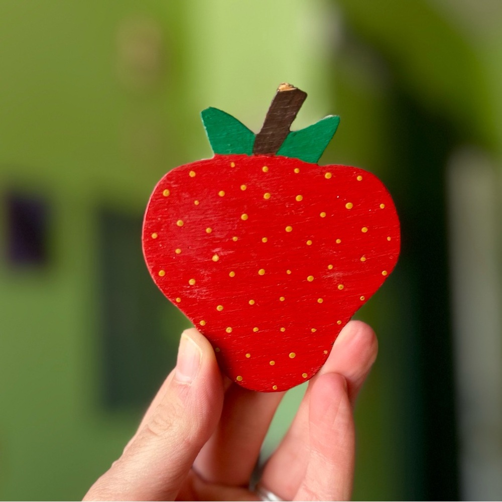 ❌SOLD Made Handmade Strawberry Dainty Cottagecore Magnet Accent